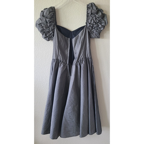 Peasant‎ Puff Sleeve Maxi Dress Size 14 Sweetheart Neckline Prom Evening Gray - Picture 9 of 11